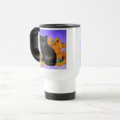 Mug De Voyage Van Gogh Kitten noir avec des tournesols (Devant gauche)