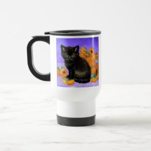 Mug De Voyage Van Gogh Kitten noir avec des tournesols