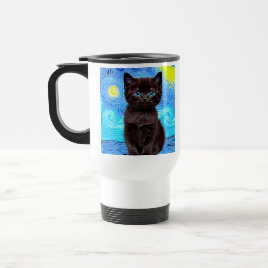 Mug De Voyage Van Gogh Starry Night Black Cat (Gauche)