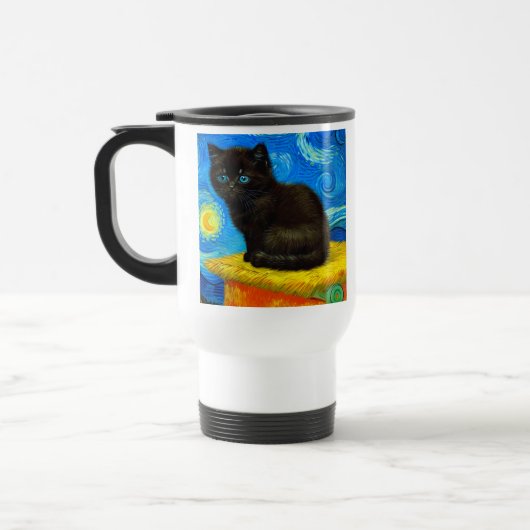 Mug De Voyage Van Gogh Style Starry Night Cat (Gauche)