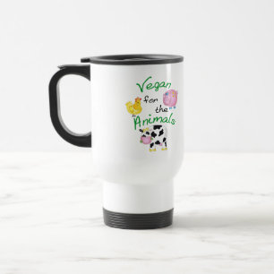 Mug De Voyage "Végétalien pour les animaux" avec le porc, la