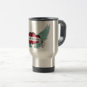 Mug De Voyage Véritable coeur à ailes d'amour par rockabilly (Devant droit)