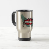 Mug De Voyage Véritable coeur à ailes d'amour par rockabilly (Devant gauche)