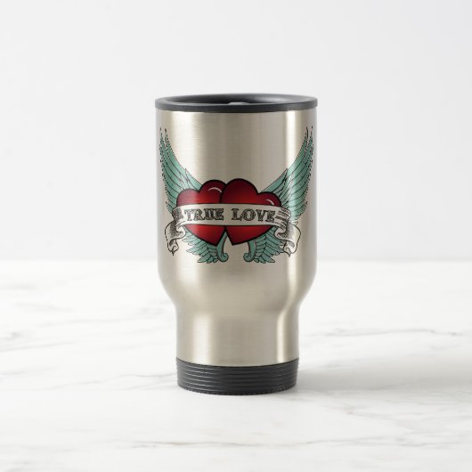 Mug De Voyage Véritable coeur à ailes d'amour par rockabilly (Centre)