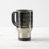 Mug De Voyage Verre biseauté look métallique argent noir moderne (Devant gauche)