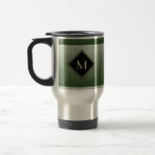 Mug De Voyage Vert Brossé Élégant Avec Monogramme Or Simple (Gauche)