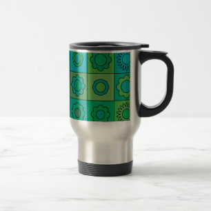 Mug De Voyage Vert et motif de fleur hippie de turquoise