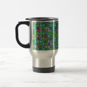 Mug De Voyage Vert 'Eyeballs' Psychedélique Motif de carreaux r
