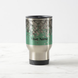 Mug De Voyage Vert menthe pâle et fausse parties scintillant per