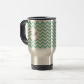 Mug De Voyage Vert Zigzag Monogrammé (Devant gauche)