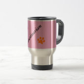 Mug De Voyage Veterinarian-Orange Paw Print and Heart on Pink (Devant droit)