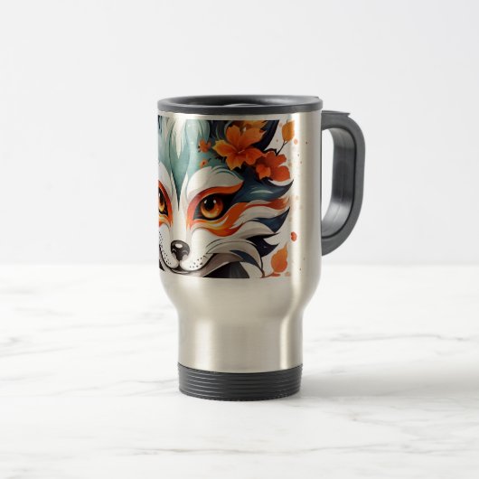 Mug De Voyage Vibes Fox : Art d'automne intemporel (Devant droit)