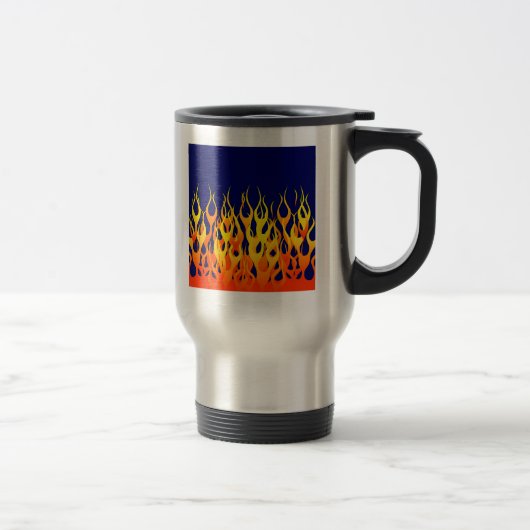 Mug De Voyage Vibrant Racing Flames on Navy Blue (Droit)