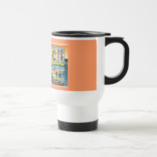 Mug De Voyage Ville vintage NJ d'océan de carte postale