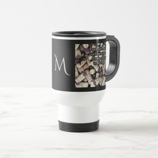 Mug De Voyage Vin Corks Custom Monogramme Citation muettes (Devant droit)