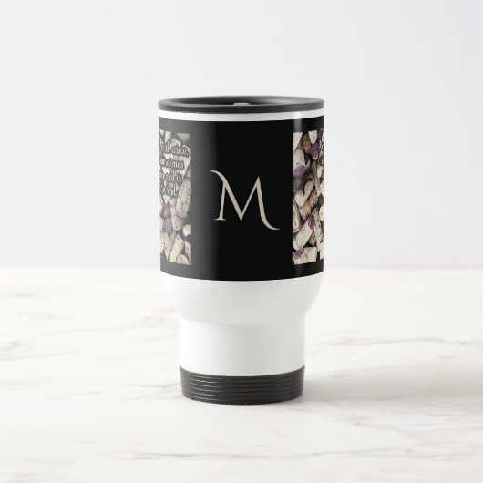 Mug De Voyage Vin Corks Custom Monogramme Citation muettes (Centre)