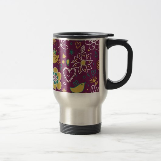 Mug De Voyage Vin Oiseaux et fleurs Whimsical (Droit)