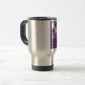 Mug De Voyage Violet blanc À damiers Polka Dot Floral Damask Art (Devant gauche)