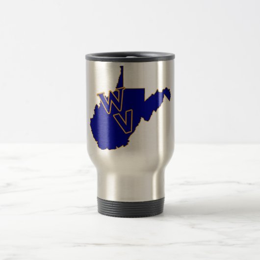 Mug De Voyage Virginie-Occidentale Pride Bleu et Or (Centre)