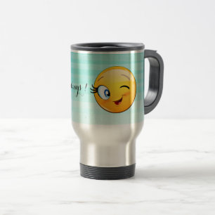 Mug De Voyage Visage d'Emoji clin d'œil adorable - Soyez heureux