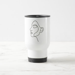 Mug De Voyage Visage minimaliste d'art en ligne