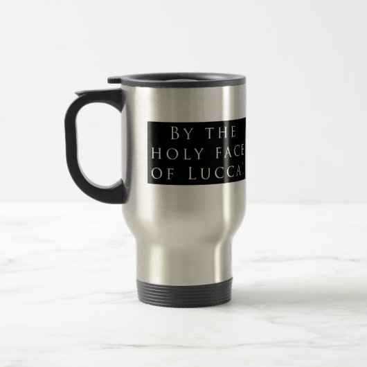 Mug De Voyage Visage saint de Lucques ! Noir (Gauche)