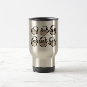 Mug De Voyage Visages de mouton Expressions Émotions Heureux Tri