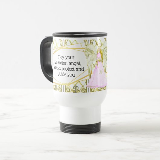 Mug De Voyage Vitraux de l'ange gardien Guardian citation angéli (Devant gauche)
