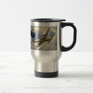 Mug De Voyage Vol vintage d'avion autour du monde en nuages