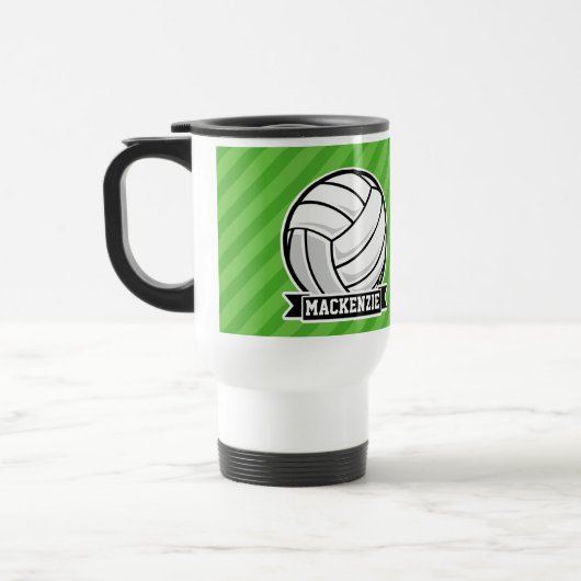 Mug De Voyage Volley-ball sur Green Stripes (Gauche)