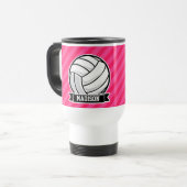 Mug De Voyage Volley-ball sur Neon Pink Stripes (Devant gauche)
