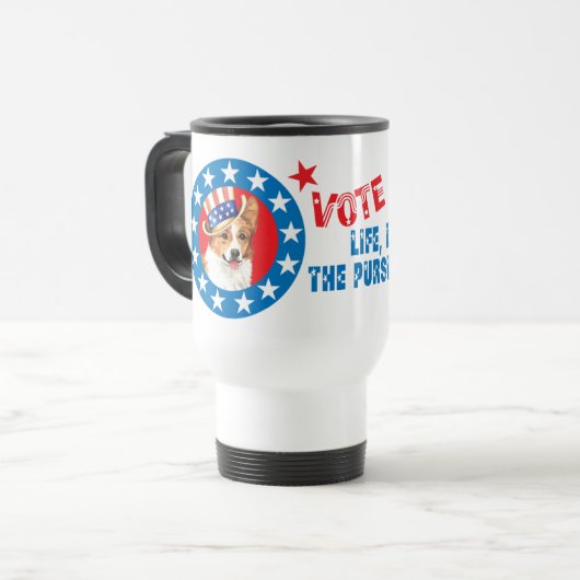 Mug De Voyage Vote pour Pembroke Welsh Corgi (Devant gauche)