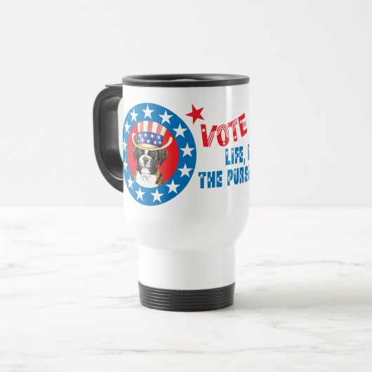 Mug De Voyage Voter pour Boxer (Devant gauche)