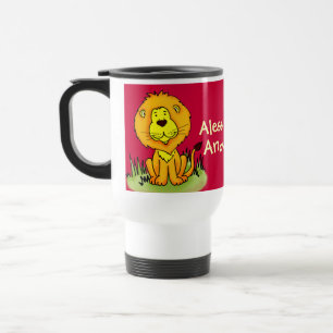 Mug De Voyage "Votre nom" badine le voyage rouge de lion/tasse