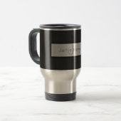 Mug De Voyage Votre nom et votre monogramme | Gris & Faux Silver (Devant gauche)
