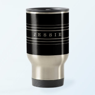 Mug De Voyage Votre texte personnalisé et rayures modernes Noi