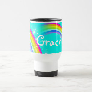 Mug De Voyage "Votre" voyage/enfants nommés d'aqua d'arc-en-cie
