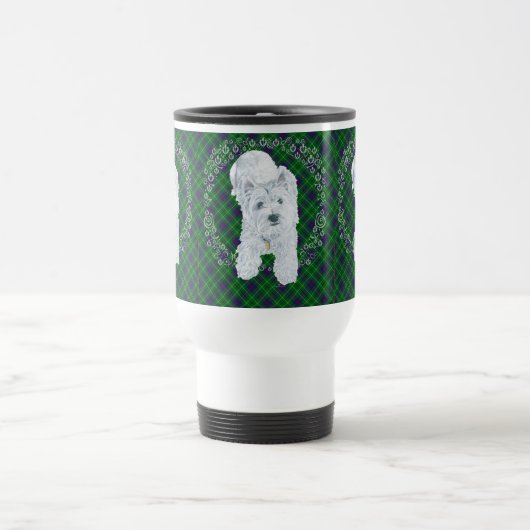 Mug De Voyage Westie sur Tartan (Centre)