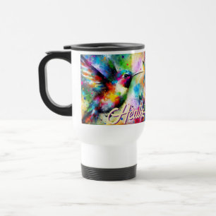 Mug De Voyage Whimsical Colorful Hummingbird Bird Personnalisé