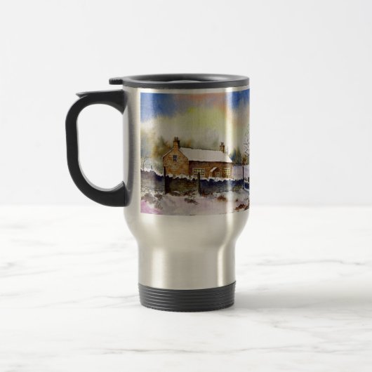 Mug De Voyage Wintery Lane Watercolor (Gauche)