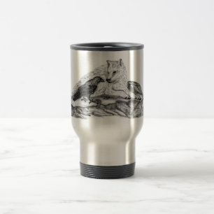 Mug De Voyage Wolf and Raven black and white design