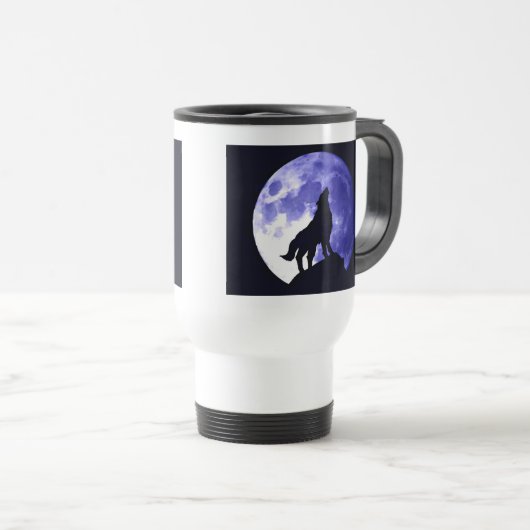 Mug De Voyage Wolf Howling à Moon (Devant droit)