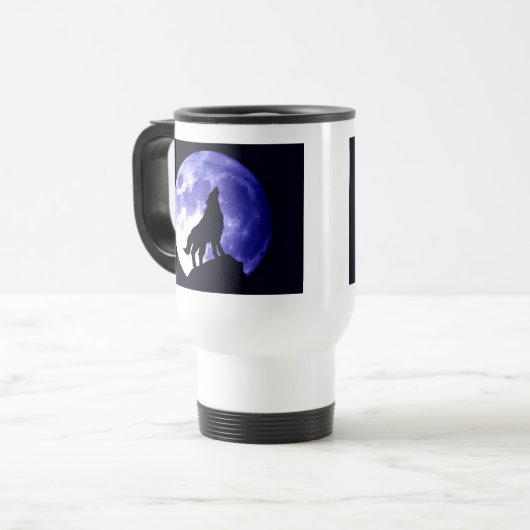 Mug De Voyage Wolf Howling à Moon (Devant gauche)