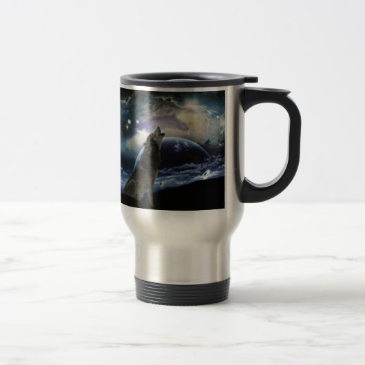 Mug De Voyage Wolf hurle sur la lune (Droit)
