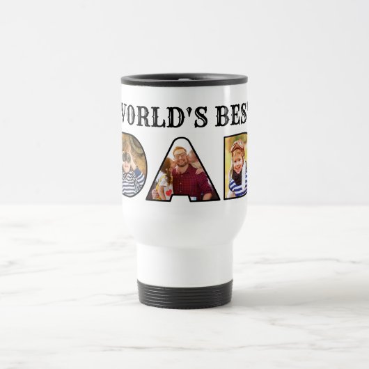 Mug De Voyage Worlds Best Dad Quote  Modern 3 Photo Collage (Centre)