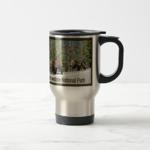 Mug De Voyage Yellowstone Grizzly Bear Mama et Cubs