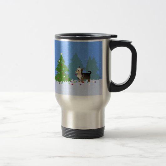 Mug De Voyage Yorkshire Terrier décorant Noël Arbre-forêt (Droit)