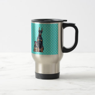 Mug De Voyage Yorkshire Terrier Doberman Pois bleus