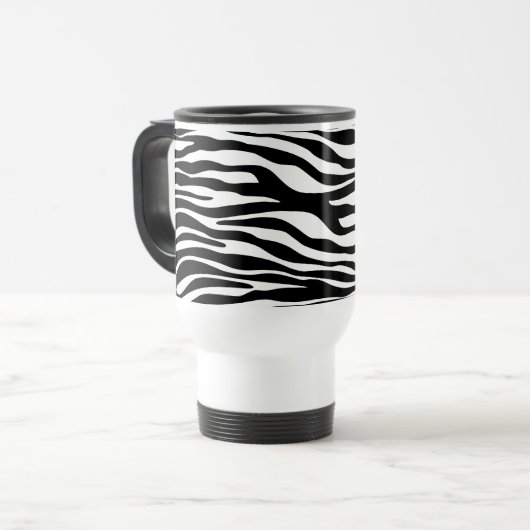 Mug De Voyage Zebra Print, Zebra Stripes, Noir Et Blanc (Devant gauche)