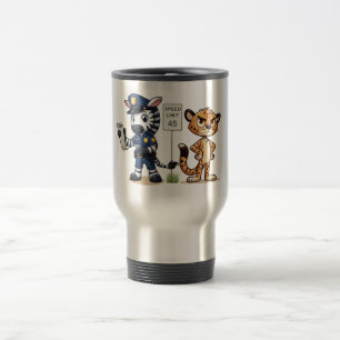 Mug De Voyage zèbre et guépard de police mignons